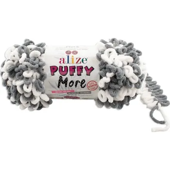 Galanterie Alize příze Puffy More 6558 světle šedá s bílou