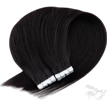 Příčesek Vlasové PU pásky MINI tape in na prodlužování vlasů 40cm 1B - přírodně černá