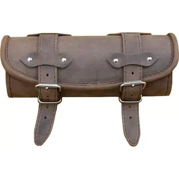 Zavazadlo na motocykl Kožená rolka na motorku hnědá (Hnědá kožená rolka na choppera)