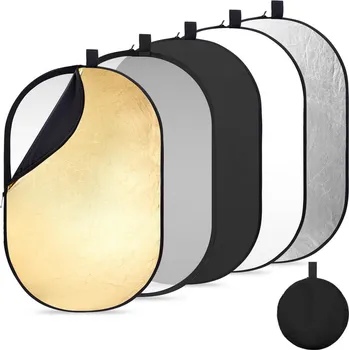 K&F Concept 24" x36”(60x90cm) 5-in-1 Oval Foldable Reflector with Carrying Bag