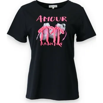 Dámský svetr Triko s aplikací Tenisky RJ75410 Bluotre barva: černá, velikost: M/L