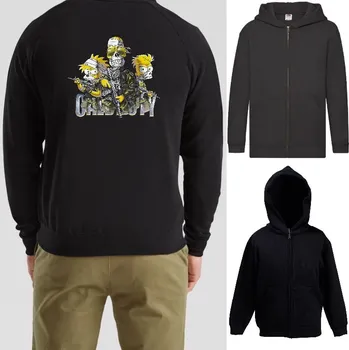 Chlapecká mikina detska-levna-mikina-kapuce-zip-cerna-potisk-simpsons-call-duty Barva: Black -černá, velikost: 152