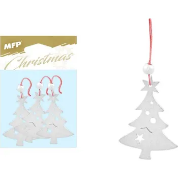 Vánoční dekorace UNIPAP stromek dřevěný stříbrný set 5,2x7,5cm/3ks WD-15318 8885523 165458