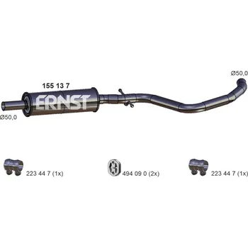 Výfukový systém Střední tlumič výfuku ERNST 155137