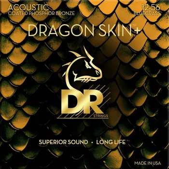 Struna pro kytaru a smyčcový nástroj DR Strings Dragon Skin+ Coated Phosphor Bronze Bluegrass 12-56 Struny pro akustickou kytaru
