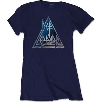 Pánské tričko Def Leppard Tričko Triangle Logo Womens Navy Blue L