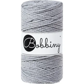 Příze Bobbiny 3PLY Macramé Rope 3 mm 100 m Stříbrná Šňůra