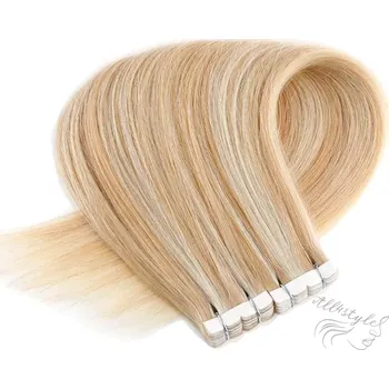 Příčesek Vlasové PU pásky MINI tape in na prodlužování vlasů 40cm 18/613 - nejsvětlejší hnědá / nejsvětlejší blond