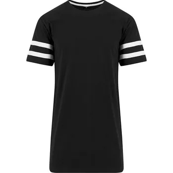 Pánské tričko Build Your Brand Bavlněné tričko se dvěmi pruhy na rukávu Barva: černá - bílá, Velikost: L BY032