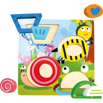 Dřevěná hračka Bino DŘEVO Puzzle vkládací rybník 9 dílků 3D (dřevěná hračka)