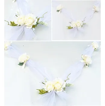 Svatební dekorace Komplet na auto - květy růže krémové