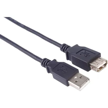 Datový kabel USB 2.0 kabel prodlužovací, A-A, 1m černá