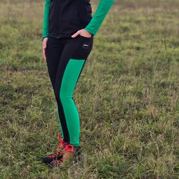Dámské legíny Černo-zelené dámské funkční legíny Velikost: L