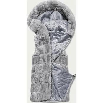 Dámská vesta Dámská šedá kožešinová vesta s kapucí 7GD SWEST, odstíny šedé XL (42) i392_21276-53