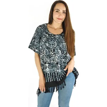 Dámská halenka Dámská halenka batikovaná Neobaju Floral paisley černo-bílá XL