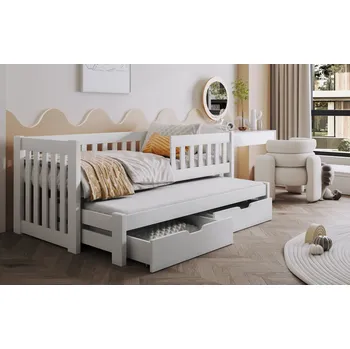 Postel Max-i Dětská postel s přistýlkou GREAT II CAMA DOS + ROŠTY a ZÁSUVKY v ceně Zvolte rozměr:: 80 x 180 cm, Zvolte barvu:: šedá