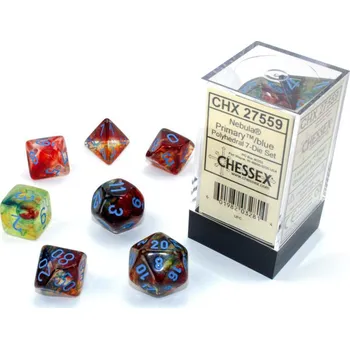 Příslušenství k deskovým hrám Chessex Sada 7 kostek Chessex - Primary / Blue Polyhedral - 27559