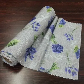 Šála Ubrusová šála v metráži Levandule nápis 38 zakončení vlnkou