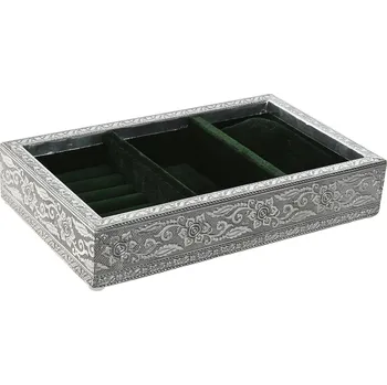 Organizér do auta Šperkovnice Home ESPRIT Zelená Stříbřitá Dřevo Aluminium (25 x 15 x 5 cm)