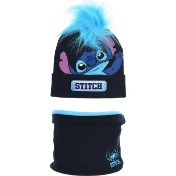 Čepice Tmavě modrý dívčí set čepice a nákrčníku Stitch Velikost: 52