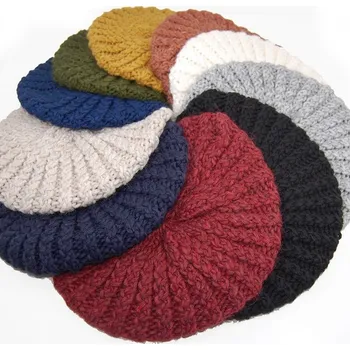 Klobouk Pletená baretka Alpaka - okrová