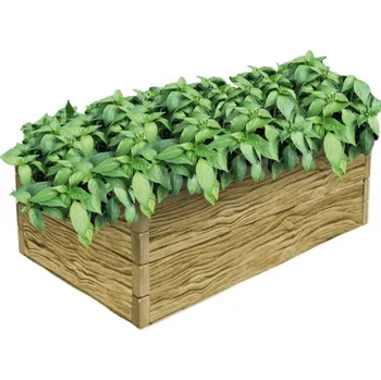 Vyvýšený betonový záhon dřevo pískovec Rozměr záhonu: 200x100cm | výška 25cm