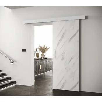 Interiérové dveře Posuvné dveře Salwador I 90 cm - bílý mramor s tlumeným dojezdem Barva doplňků: stříbrná