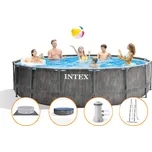 Intex Bazén Prism Frame Greywood 4,57 x 1,22 m set včetně příslušenství