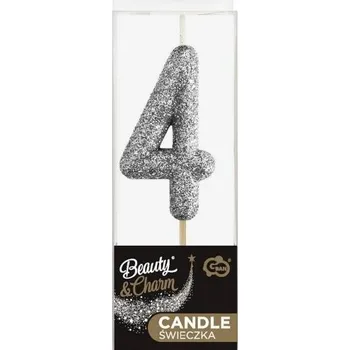 GoDan Dortová svíčka číslo (třpytivá černá) číslo: 4