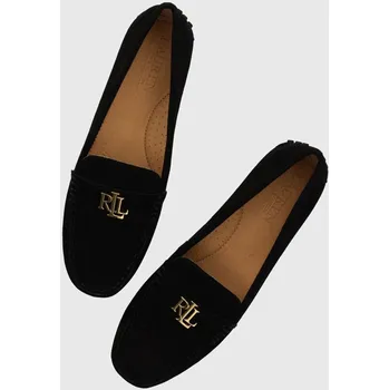 Dámské mokasíny Semišové mokasíny Lauren Ralph Lauren Barnsbury dámské, černá barva, na plochém podpatku, 802821629018 802821629018.001 99X, EUR 38.5