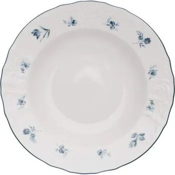 Thun 1794 Talíř hluboký, český porcelán, Bernadotte, 23 cm, modré růžičky, Thun