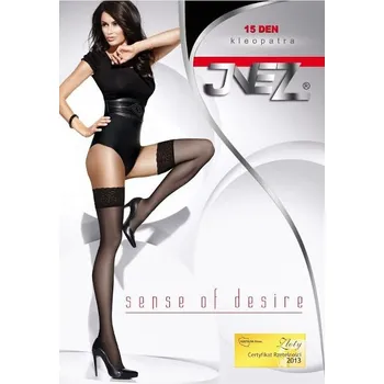 Dámské punčochy Dámské samodržící punčochy Inez Kleopatra 15 den BIANCO 3/4-M/L