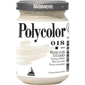 Vodová barva Maimeri Vynil Polycolor Akrylová barva Titanium White 018 140 ml 1 ks