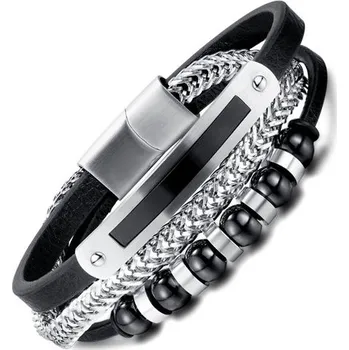 Náramek Pánský ocelový náramek Millicent Černý 21cm Titan Jewerly PH1517