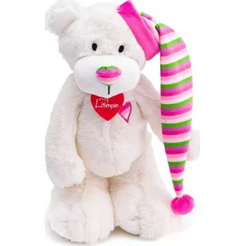 plyšák Lumpin PLYŠ Medvídek Theo 35cm bílý s čepičkou (plyšová hračka)
