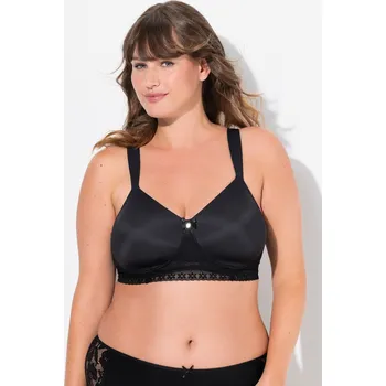 Podprsenka Ulla Popken, Plus size Braletka, bez kostic, měkké košíčky, krajka, C-E pro plnoštíhlé nadměrná velikost, 834304100-1105, černý, 110E, Nadměrné velikosti, Plus size oblečení, Oblečení pro boubelky, Oblečení pro baculky, Oblečení pro plnoštíhlé, Oblečení p
