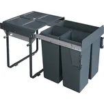 Výsuvný odpadkový 3-koš Komfort + set pro úchycení dvířek, antracit, K60