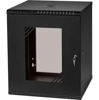 Rozvaděč LEXI-Net 19" nástěnný rozvaděč Basic 12U 520x450, skleněné dveře, bez zad, rozložený, černý LX19-12U-450GB