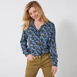 Košile na knoflíčky s minimalistickým vzorem z recyklovaného polyesteru černá/modrá 40