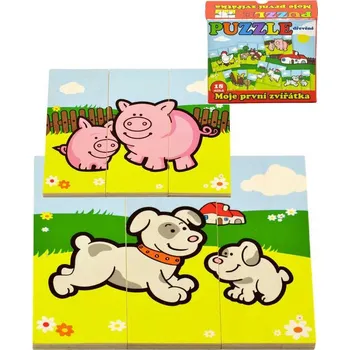 Dřevěná hračka DŘEVO Puzzle 18 ks ZVÍŘÁTKA (dřevěná hračka)