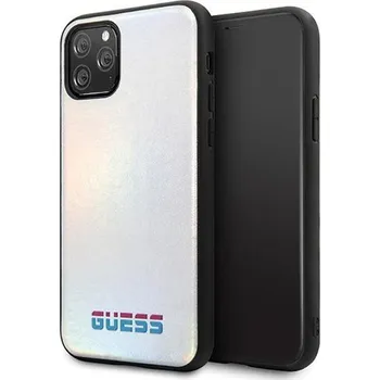 Pouzdro na mobilní telefon Kryt GUESS pro Apple iPhone 11 Pro - perleťový - plastový / umělá kůže - stříbrný