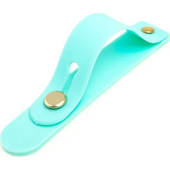 Držák / pásek na prst pro Apple iPhone - pro focení selfie - silikonový / kovový - světle modrý