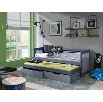 Postel Max-i Dětská postel s přistýlkou GRAM CAMA DOS + ROŠTY a ZÁSUVKY v ceně Zvolte rozměr:: 80 x 200 cm, Zvolte barvu:: šedá