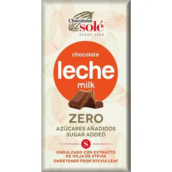 Čokoláda SOLÉ Mléčná čokoláda se stévií bez cukru SOLÉ 100 g