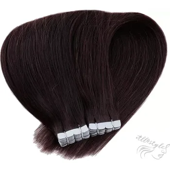 Příčesek Vlasové PU pásky MINI tape in na prodlužování vlasů 40cm 02 - tmavě hnědá