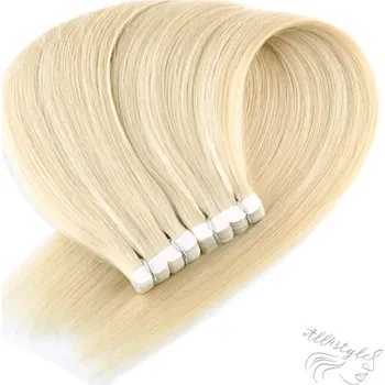 Příčesek Vlasové PU pásky MINI tape in na prodlužování vlasů 40cm 60 - platina