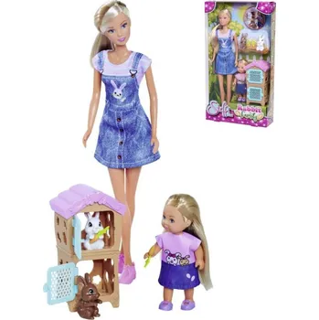 Hračka Simba Panenka Steffi + Evička Rabbit Family herní set se 2 králíky a doplňky