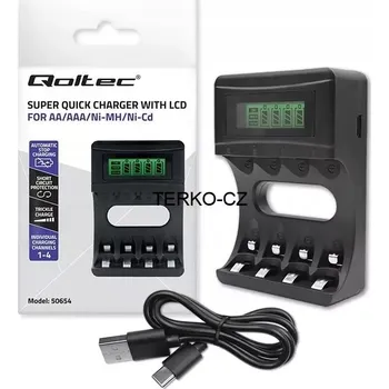 Nabíječka Ni-MH baterií typu R03 AAA R6 AA LCD USB kabel