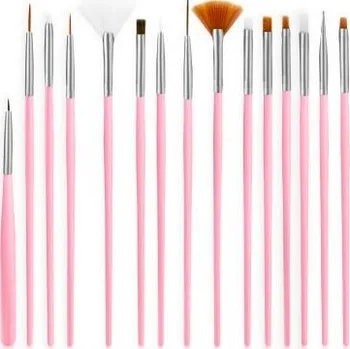 Kosmetický štětec Nailee Štětce na nehty sada 15 ks růžové