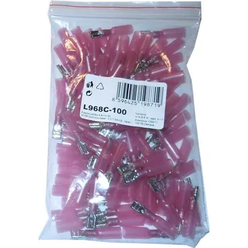 Síťový kabel Faston-zdířka 4,8mm se smršť.bužírkou,kabel 0,5-1,5mm2, balení 100ks